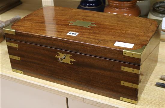 A George III brass bound writing slope H.18cm, W.45.5cm, D. 24.5cm